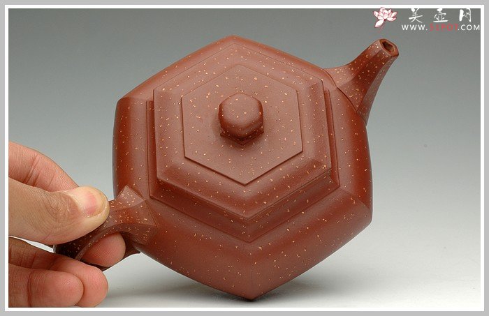紫砂壶图片：大彬六方-点砂 - 宜兴紫砂壶网