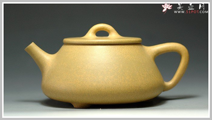 紫砂壶图片：平盖段泥石瓢 - 宜兴紫砂壶网
