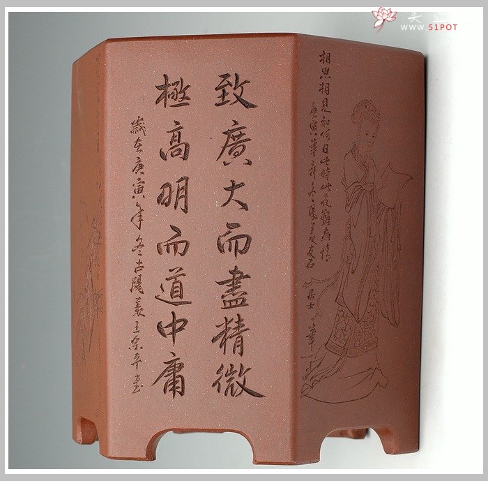 紫砂壶图片：六方笔筒2 - 宜兴紫砂壶网