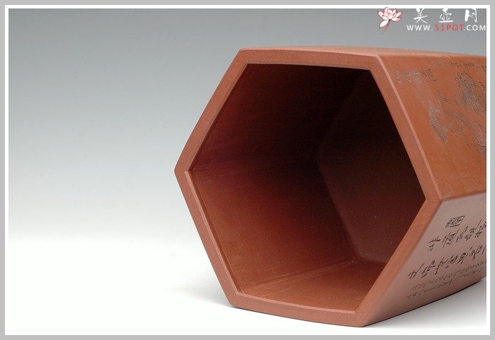 紫砂壶图片：六方笔筒1 - 宜兴紫砂壶网
