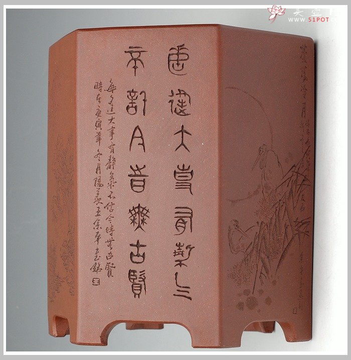 紫砂壶图片：六方笔筒2 - 宜兴紫砂壶网