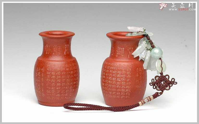 紫砂壶图片：心经之花瓶  一对 - 宜兴紫砂壶网