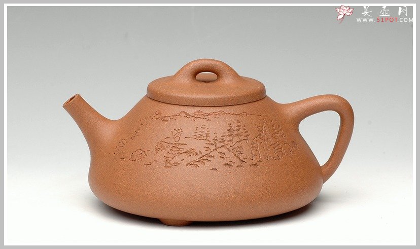 紫砂壶图片：一善画且铭 文人石瓢 - 宜兴紫砂壶网