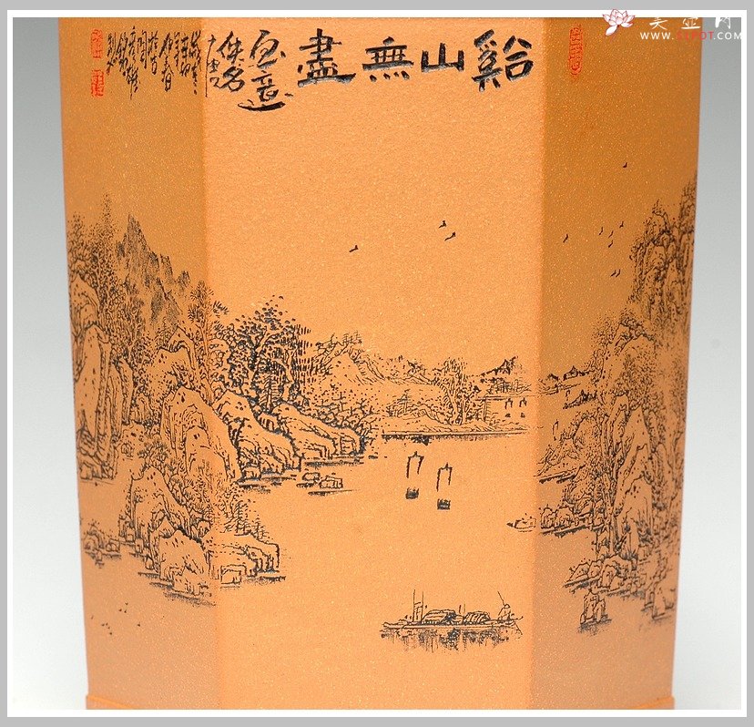 紫砂壶图片：通转山水之兰花盆 - 宜兴紫砂壶网