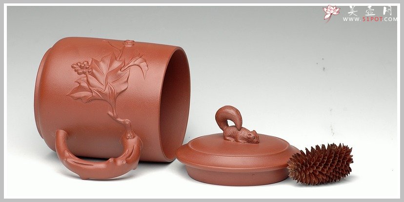 紫砂壶图片：松鼠葡萄杯 - 宜兴紫砂壶网