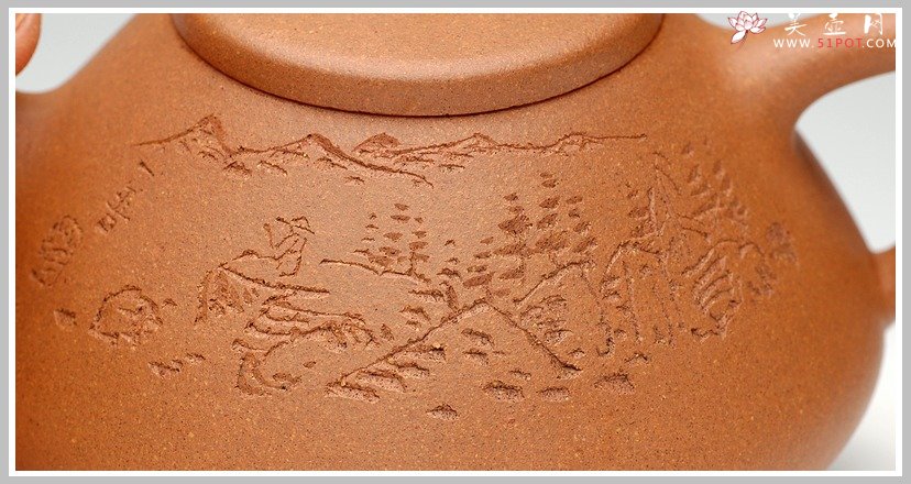 紫砂壶图片：一善画且铭 文人石瓢 - 宜兴紫砂壶网