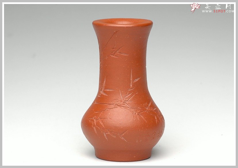 紫砂壶图片：全手清竹一对小花瓶 - 宜兴紫砂壶网