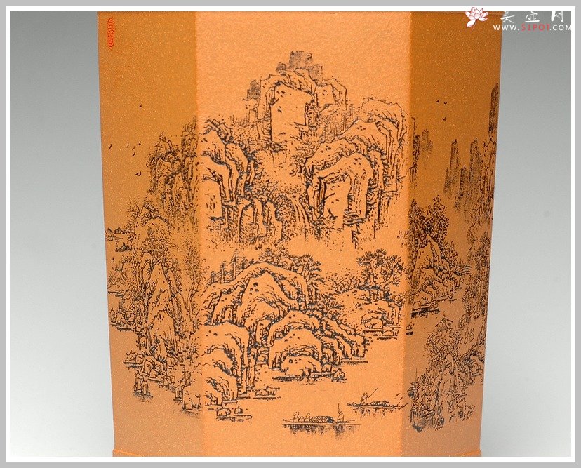 紫砂壶图片：通转山水之兰花盆 - 宜兴紫砂壶网