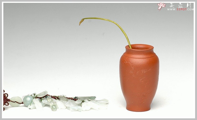 紫砂壶图片：全手朱泥雅致小鸟花瓶 - 宜兴紫砂壶网