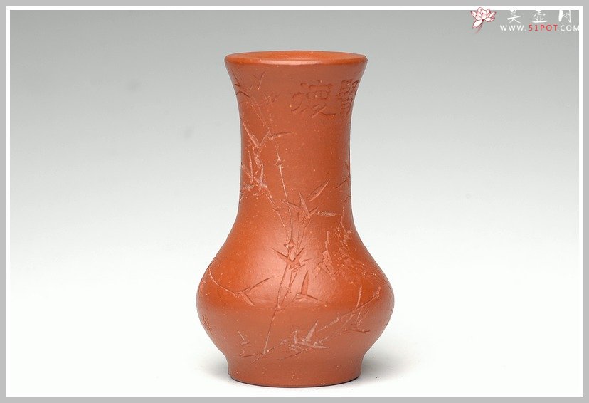 紫砂壶图片：全手清竹一对小花瓶 - 宜兴紫砂壶网