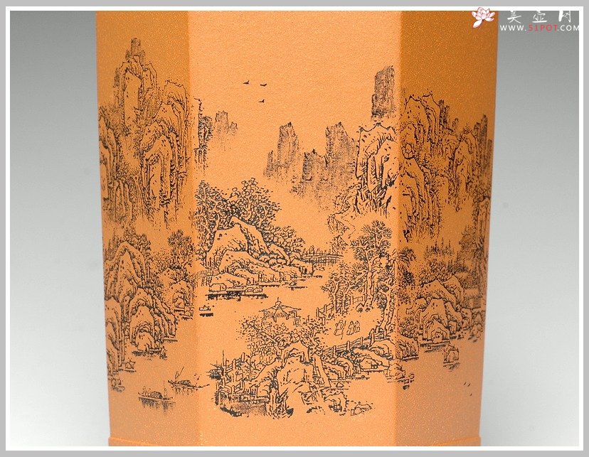 紫砂壶图片：通转山水之兰花盆 - 宜兴紫砂壶网