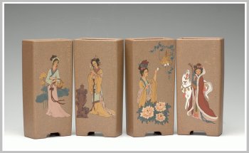 紫砂壶图片：全手花盆之四大美女 - 宜兴紫砂壶网