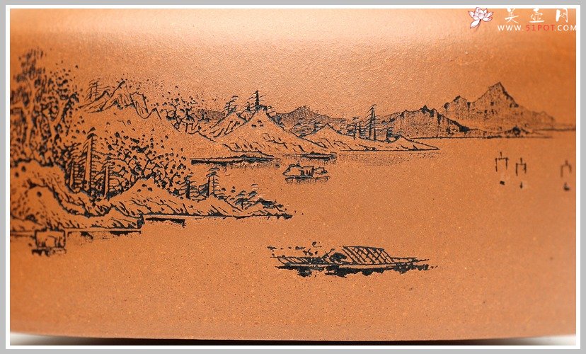 紫砂壶图片：通转山水全手段井栏 - 宜兴紫砂壶网