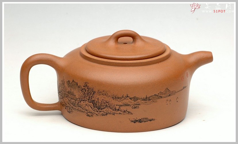 紫砂壶图片：通转山水全手段井栏 - 宜兴紫砂壶网