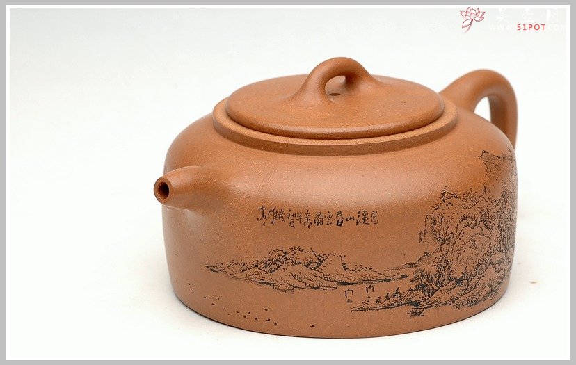 紫砂壶图片：通转山水全手段井栏 - 宜兴紫砂壶网