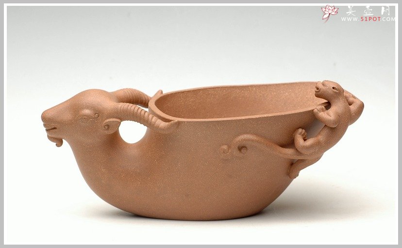 紫砂壶图片：羊首螭龙洗 - 宜兴紫砂壶网