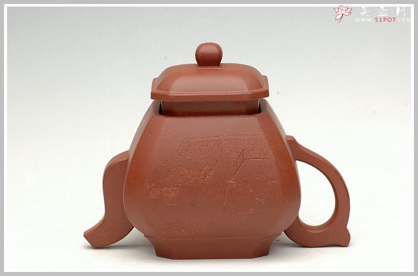 紫砂壶图片：四方抽角 - 宜兴紫砂壶网