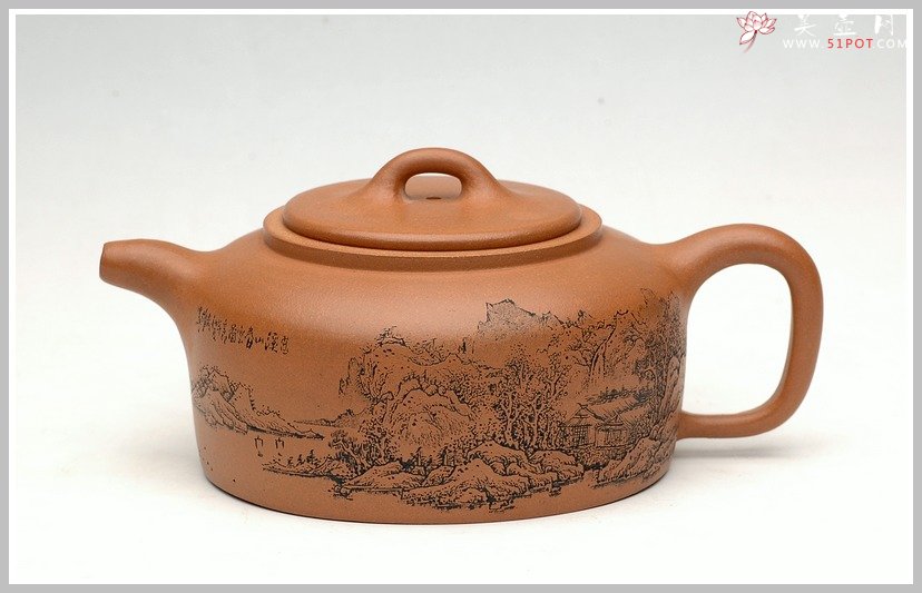 紫砂壶图片：通转山水全手段井栏 - 宜兴紫砂壶网
