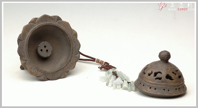 紫砂壶图片：象腿莲花座香炉 - 宜兴紫砂壶网