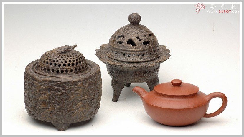 紫砂壶图片：象腿莲花座香炉 - 宜兴紫砂壶网