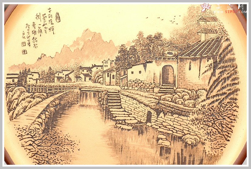 紫砂壶图片：丁山老街-精品挂盘 - 宜兴紫砂壶网