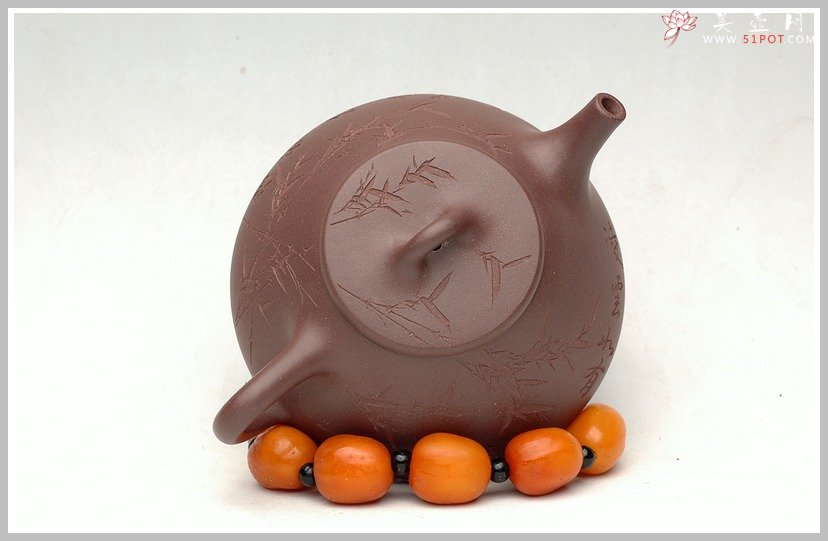 紫砂壶图片：刻竹子冶石瓢 - 宜兴紫砂壶网