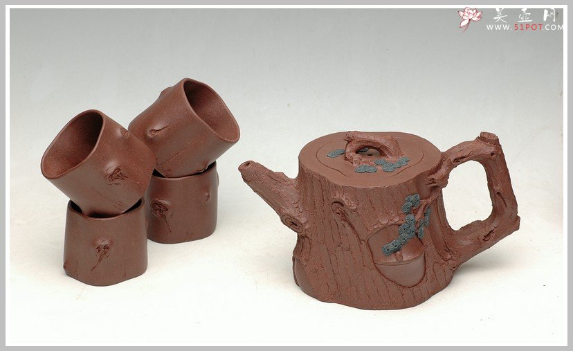 紫砂壶图片：全手花货精品之松竹常青 - 宜兴紫砂壶网