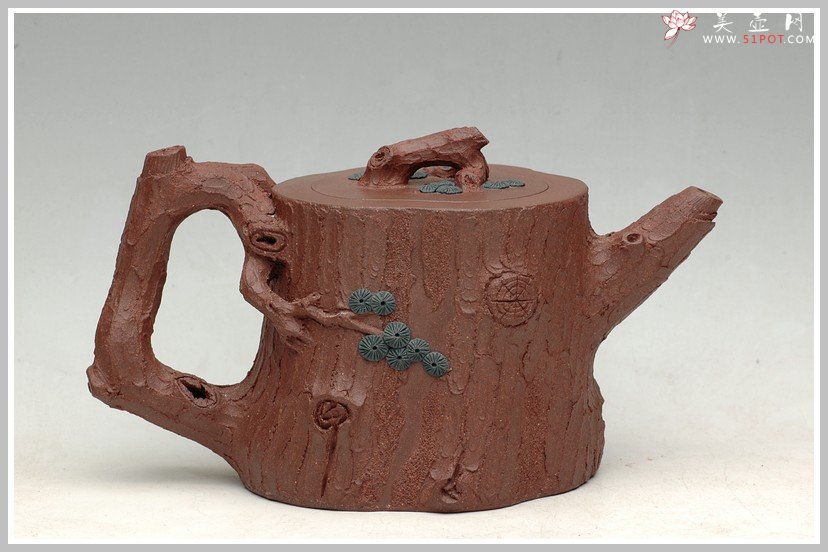 紫砂壶图片：全手花货精品之松竹常青 - 宜兴紫砂壶网