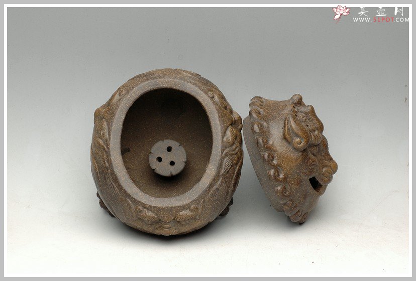 紫砂壶图片：雄狮香炉 - 宜兴紫砂壶网