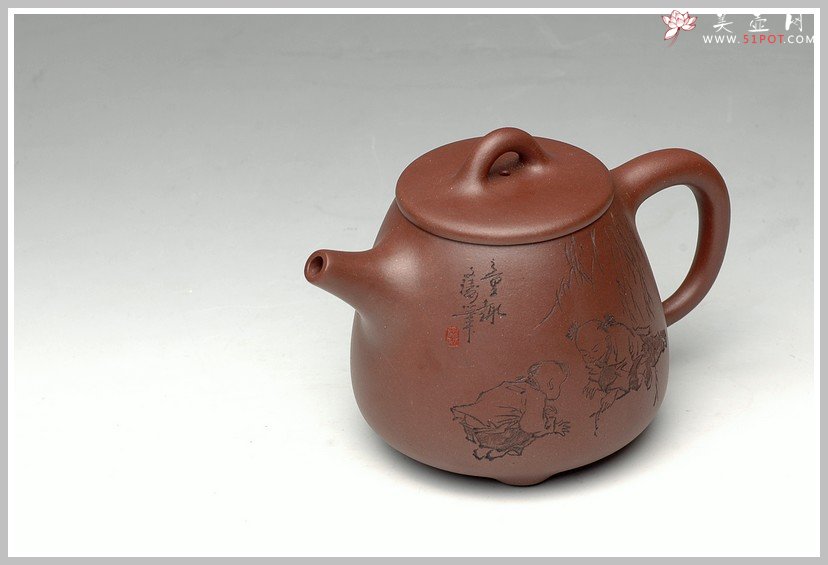 紫砂壶图片：自强不息-高石瓢 - 宜兴紫砂壶网