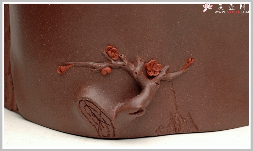 紫砂壶图片：全手松梅水洗杯子套组 - 宜兴紫砂壶网