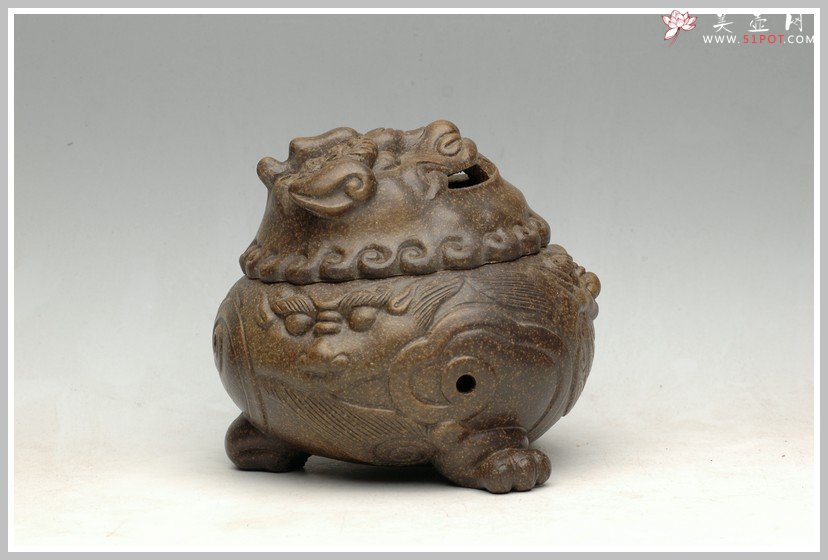 紫砂壶图片：雄狮香炉 - 宜兴紫砂壶网