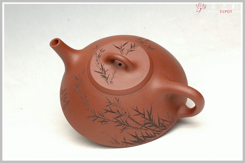 紫砂壶图片：瓢刻竹 - 宜兴紫砂壶网