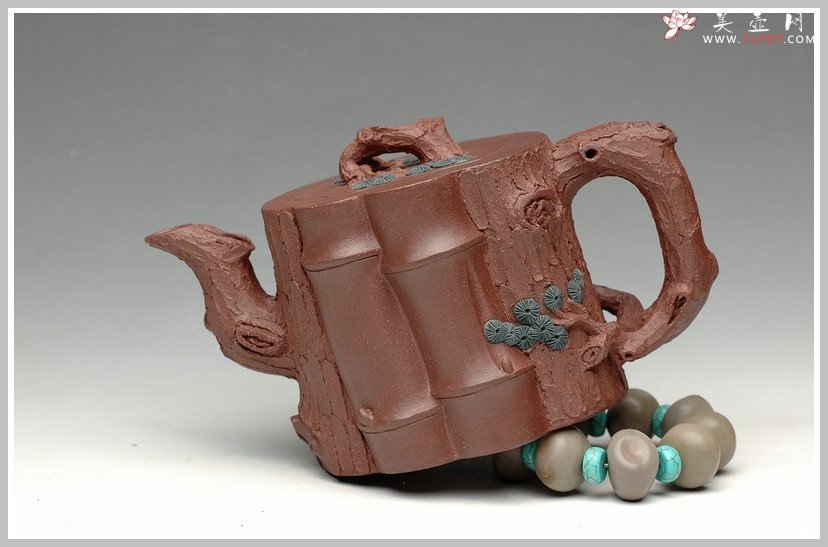 紫砂壶图片：全手花货精品之松竹常青2 - 宜兴紫砂壶网