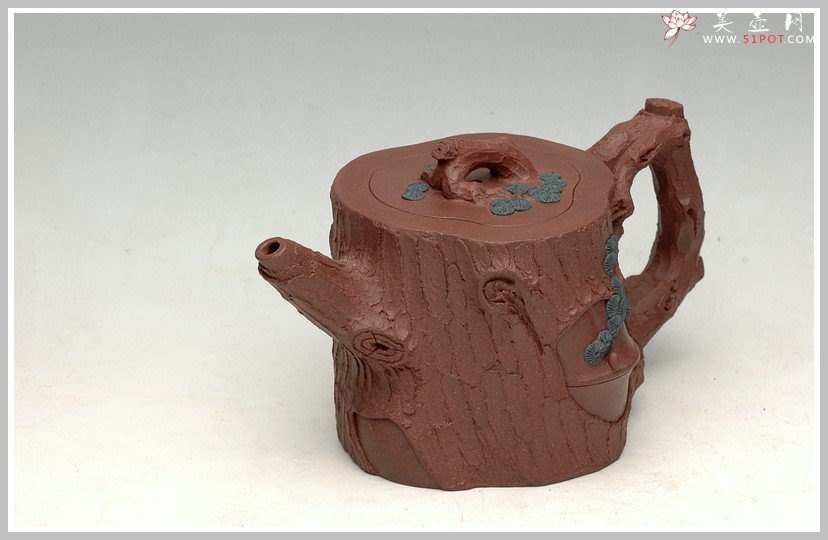 紫砂壶图片：全手花货精品之松竹常青 - 宜兴紫砂壶网