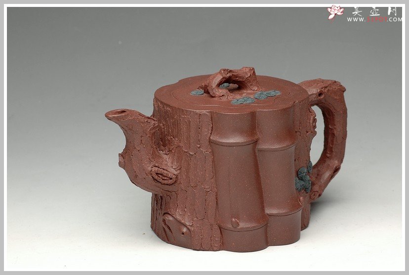 紫砂壶图片：全手花货精品之松竹常青2 - 宜兴紫砂壶网