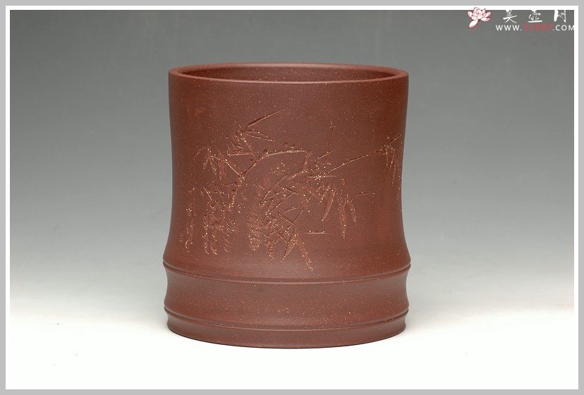 紫砂壶图片：竹梢微动觉风来  竹节笔筒 - 宜兴紫砂壶网