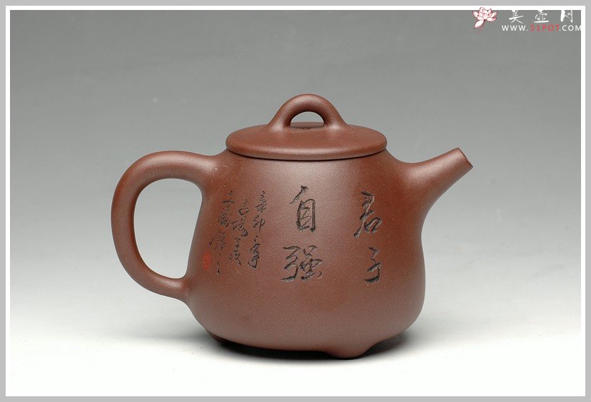 紫砂壶图片：自强不息-高石瓢 - 宜兴紫砂壶网