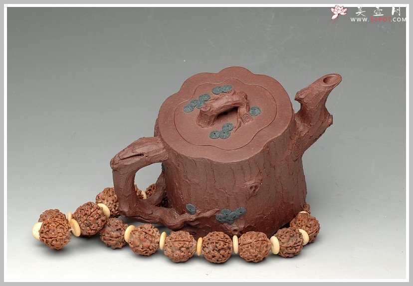 紫砂壶图片：全手花货精品之松竹常青2 - 宜兴紫砂壶网