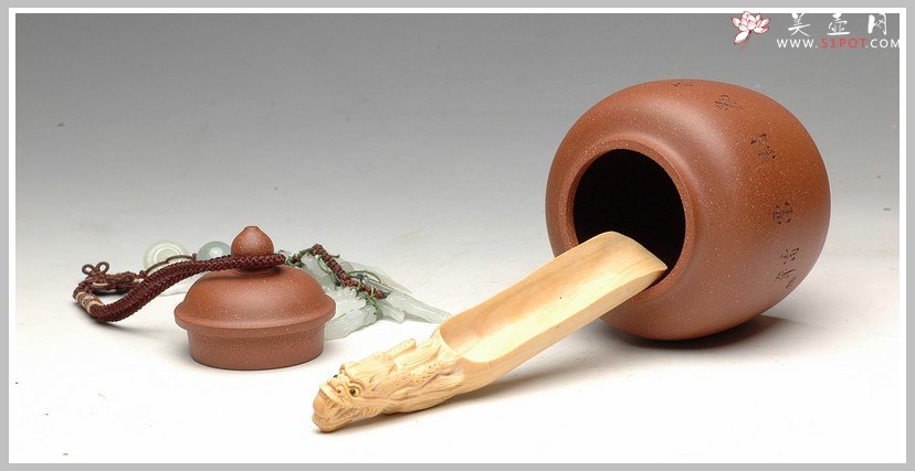 紫砂壶图片：清雅刻鸟茶叶罐 精致 可人 - 宜兴紫砂壶网