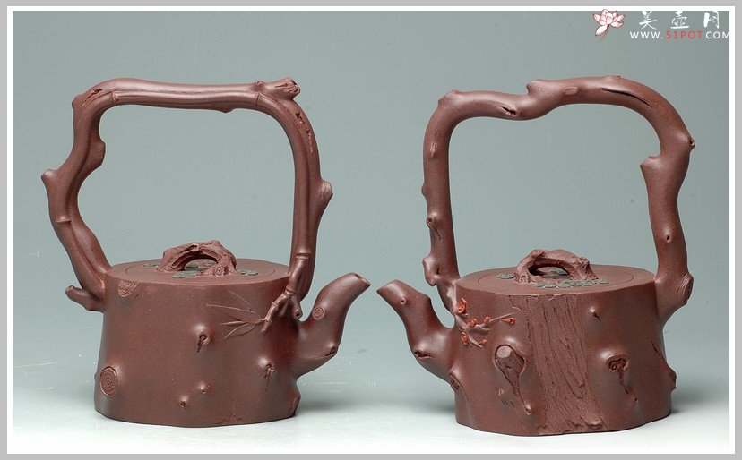 紫砂壶图片：精品全手三友提梁 难度大 - 宜兴紫砂壶网