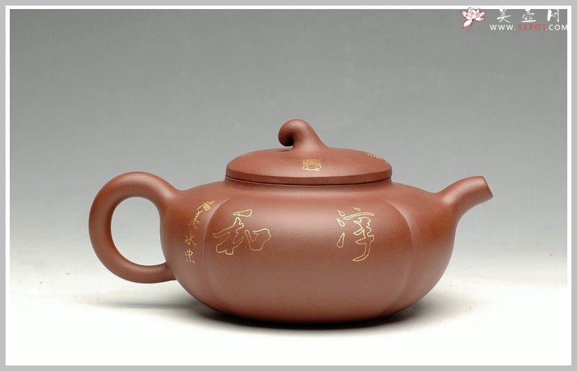 紫砂壶图片：纯金装饰 事事如意 - 宜兴紫砂壶网