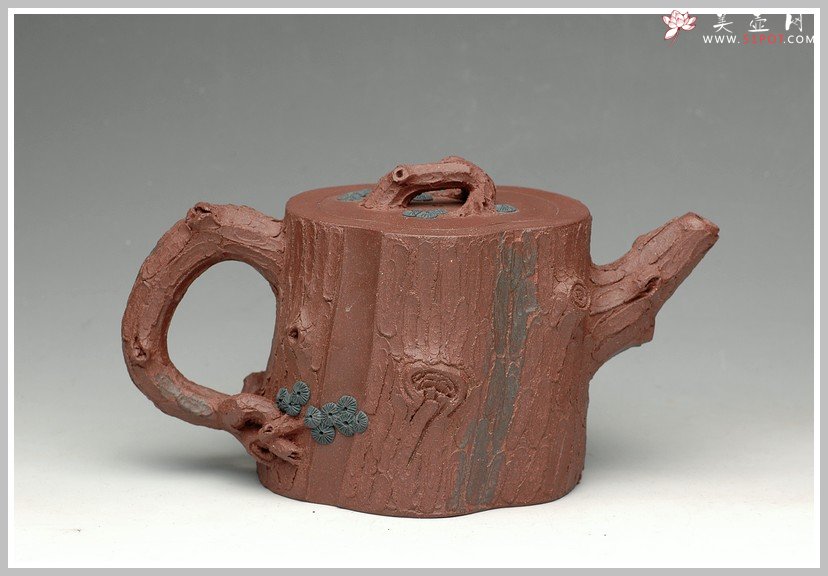 紫砂壶图片：拙壮   全手精品之苔痕松桩 - 宜兴紫砂壶网