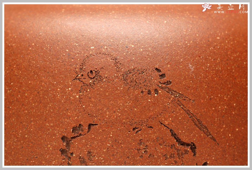 紫砂壶图片：清雅刻鸟茶叶罐 精致 可人 - 宜兴紫砂壶网