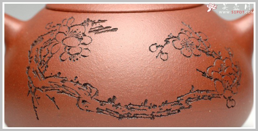紫砂壶图片：东风第一枝 刻梅西施 - 宜兴紫砂壶网