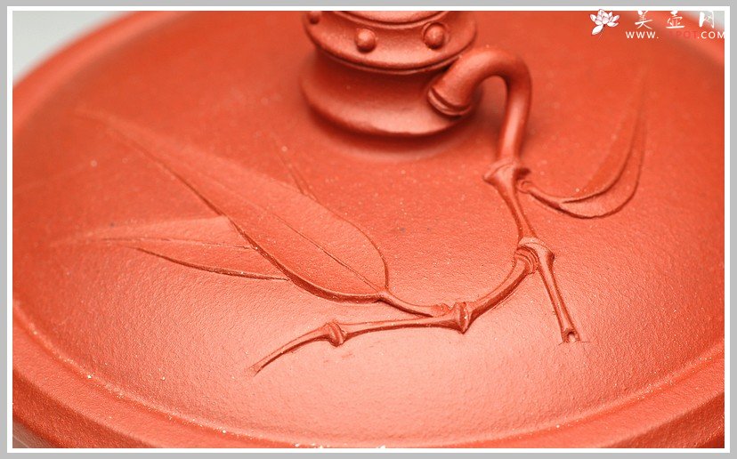 紫砂壶图片：圆竹杯 竹叶贴的自然 - 宜兴紫砂壶网