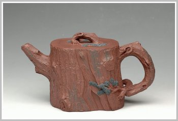 紫砂壶图片：拙壮   全手精品之苔痕松桩 - 宜兴紫砂壶网