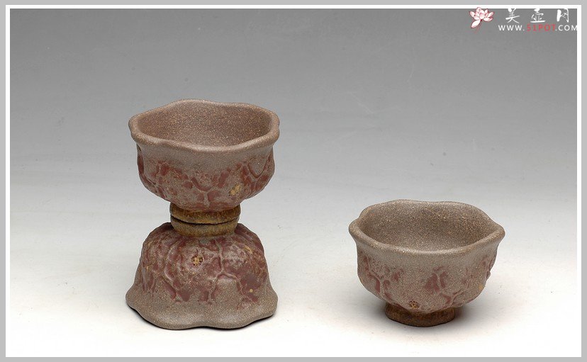 紫砂壶图片：刘景 青灰泥 莲心杯 - 宜兴紫砂壶网