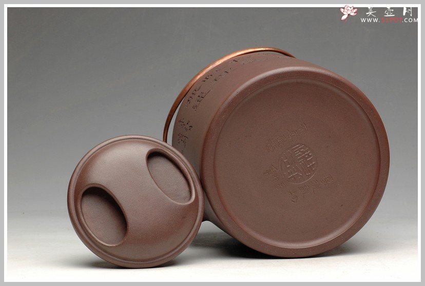 紫砂壶图片：一厂老拼紫 洋桶 - 宜兴紫砂壶网