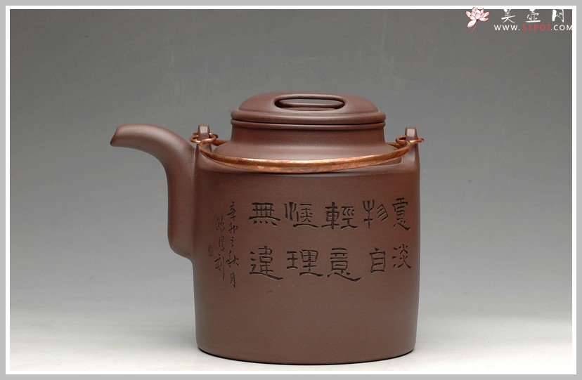 紫砂壶图片：一厂老拼紫 洋桶 - 宜兴紫砂壶网